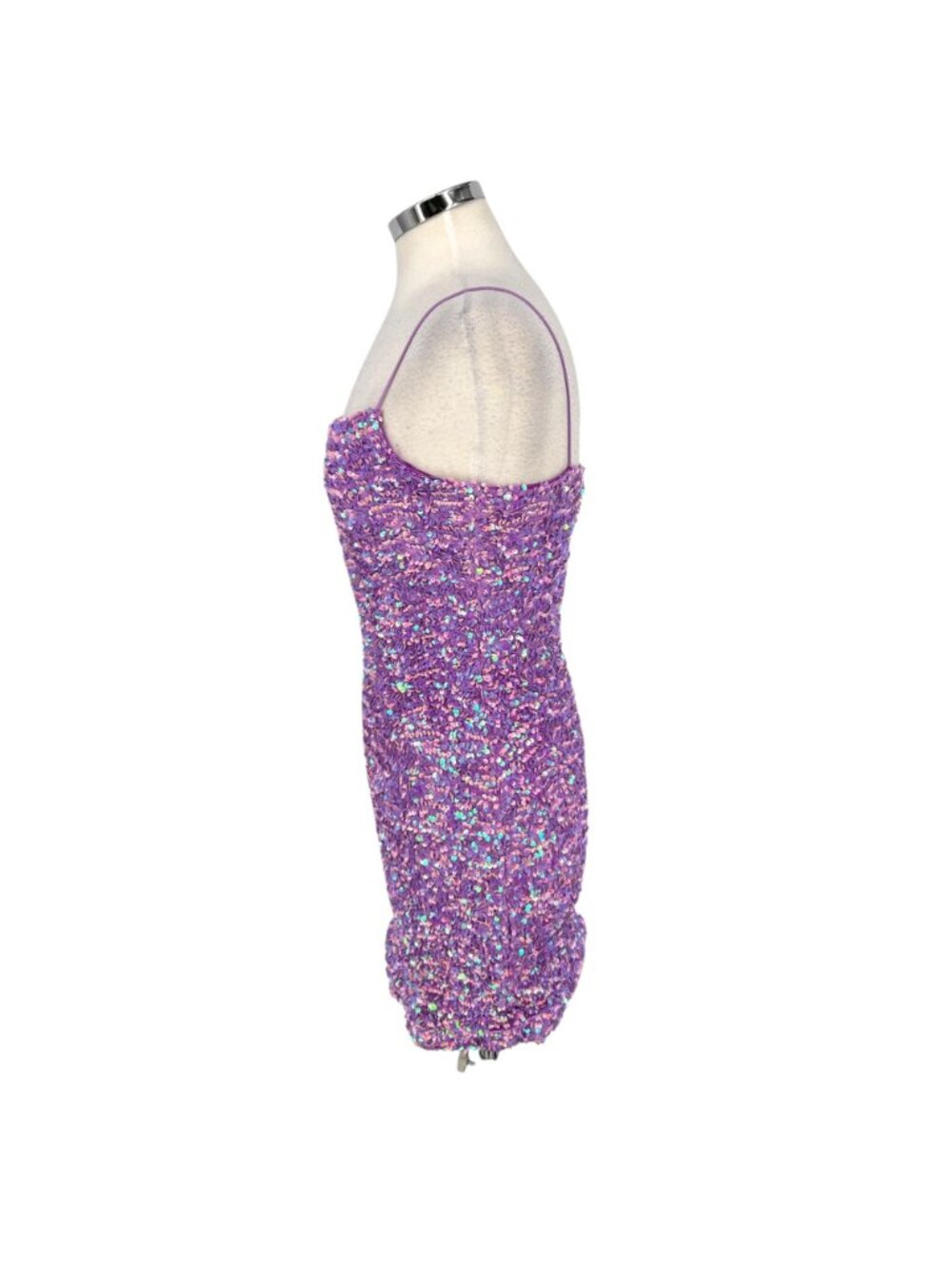 Thirty Thirty Lilac Irridescent Sequin Bodycon Mini Dress Size Medium - Picture 5 of 13